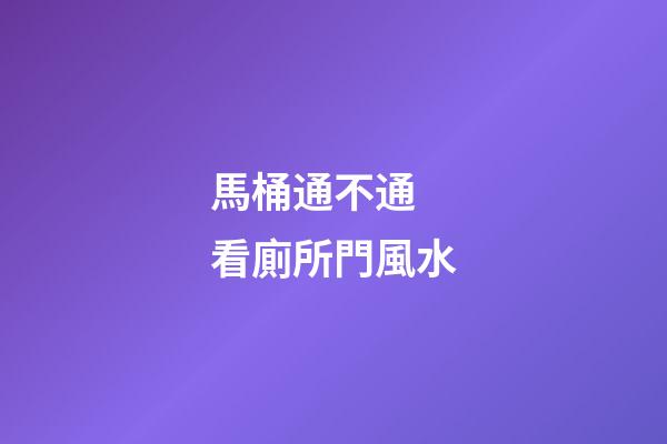 馬桶通不通 看廁所門風水